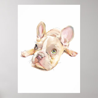 French Bulldog Watercolor Poster, Wall Art  Poster