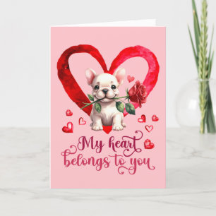 French Bulldog Watercolor Valentinstag Card Feiertagskarte
