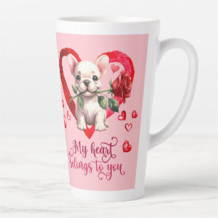 French Bulldog Watercolor Valentinstag Latte Tasse