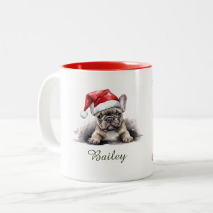 French Bulldog Watercolor Weihnachtsfeiertage Tass Zweifarbige Tasse
