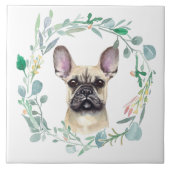 French Bulldog Watercolor Wreath Fliese (Vorderseite)