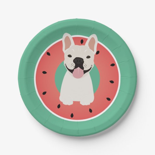 French Bulldog Watermelon Fruit Pappteller (Vorderseite)