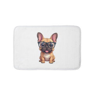 French Bulldog Wearing Glasses Badematte
