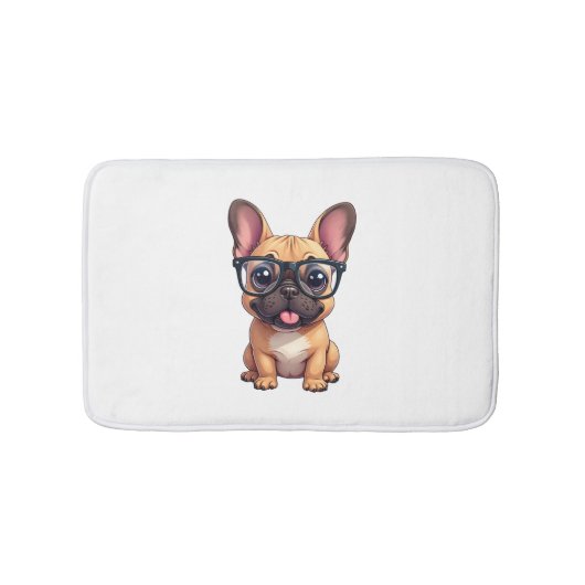 French Bulldog Wearing Glasses Badematte (Vorderseite)
