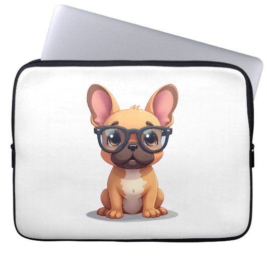 French Bulldog Wearing Glasses Copy Laptopschutzhülle (Vorderseite)