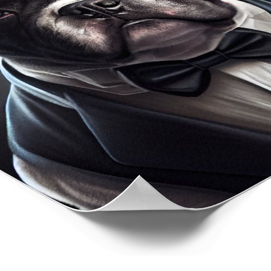 French Bulldog Wearing Tuxedo Poster (Ecke)