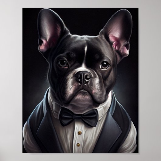 French Bulldog Wearing Tuxedo Poster (Vorne)