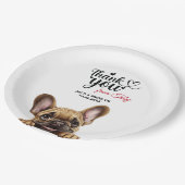 French Bulldog Wedding Danke Pappteller (Schrägansicht)