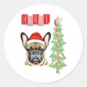 French Bulldog Weihnachtsgeschenk Runder Aufkleber