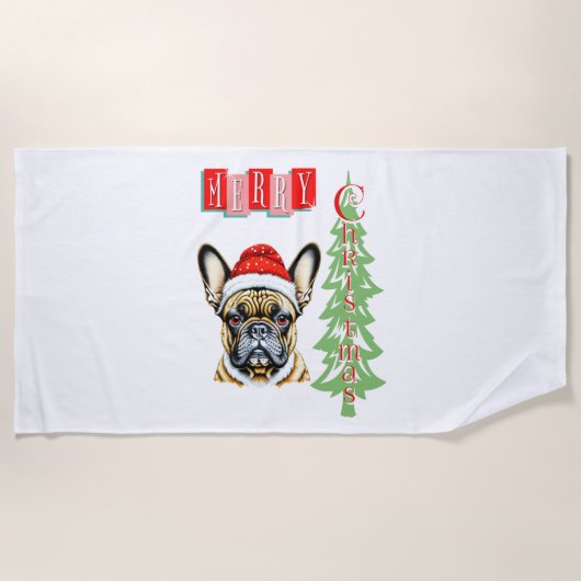 French Bulldog Weihnachtsgeschenk Strandtuch (Vorderseite)