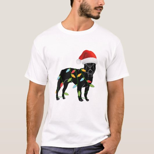 French Bulldog Weihnachtsmannmütze Christmas Tree T-Shirt (Vorderseite)