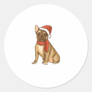 French Bulldog Weihnachtsmannmütze - Funny Christm Runder Aufkleber