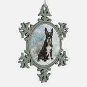 French Bulldog Weihnachtsschmuck Schneeflocken Zinn-Ornament (Links)