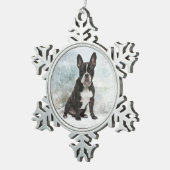 French Bulldog Weihnachtsschmuck Schneeflocken Zinn-Ornament (Rechts)