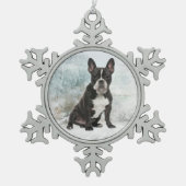 French Bulldog Weihnachtsschmuck Schneeflocken Zinn-Ornament (Vorderseite)