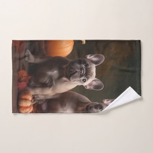 French Bulldog Welpe Autumn Delight Pumpen Badhandtuch Set (Handtuch)