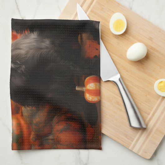 French Bulldog Welpe Autumn Delight Pumpen Geschirrtuch (Viertel Falte)