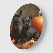 French Bulldog Welpe Autumn Delight Pumpen Große Wanduhr (Winkel)