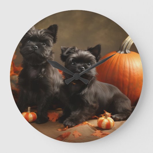 French Bulldog Welpe Autumn Delight Pumpen Große Wanduhr (Vorderseite)