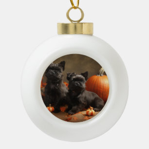 French Bulldog Welpe Autumn Delight Pumpen Keramik Kugel-Ornament