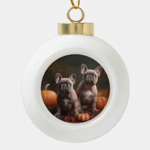 French Bulldog Welpe Autumn Delight Pumpen Keramik Kugel-Ornament
