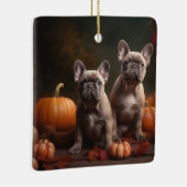 French Bulldog Welpe Autumn Delight Pumpen Keramikornament (Rechts)