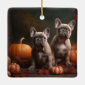 French Bulldog Welpe Autumn Delight Pumpen Keramikornament (Rückseite)