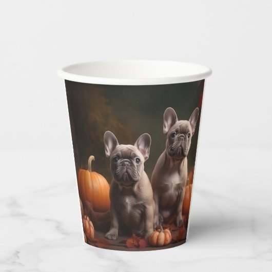 French Bulldog Welpe Autumn Delight Pumpen Pappbecher (Vorderseite)