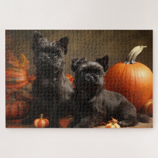 French Bulldog Welpe Autumn Delight Pumpen Puzzle (Horizontal)