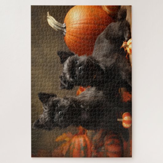French Bulldog Welpe Autumn Delight Pumpen Puzzle (Vertikal)