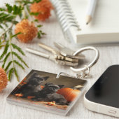 French Bulldog Welpe Autumn Delight Pumpen Schlüsselanhänger (Vorderseite rechts)