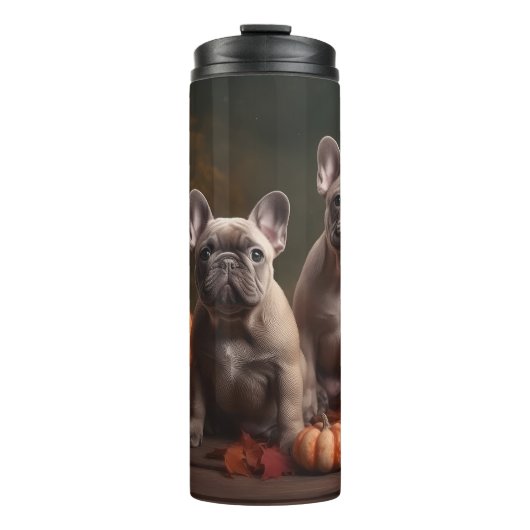 French Bulldog Welpe Autumn Delight Pumpen Thermosbecher (Vorderseite)