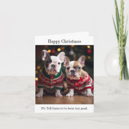 French Bulldog Welpen Weihnachtskarte Karte