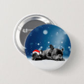 French Bulldog Welppies - Schneefreude-Weihnachtsm Button (Vorne & Hinten)