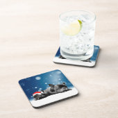 French Bulldog Welppies - Schneefreude-Weihnachtsm Getränkeuntersetzer (Rechte Seite)