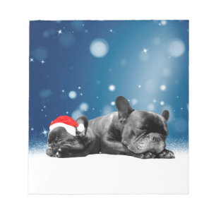 French Bulldog Welppies - Schneefreude-Weihnachtsm Notizblock