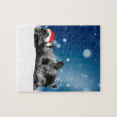 French Bulldog Welppies - Schneefreude-Weihnachtsm Puzzle (Horizontal)