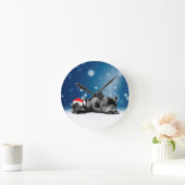 French Bulldog Welppies - Schneefreude-Weihnachtsm Runde Wanduhr (Zuhause)
