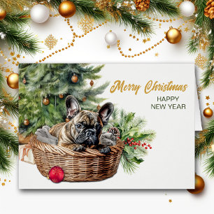 French Bulldog Wicker Basket Weihnachtsbaum