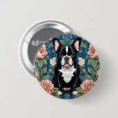 French Bulldog William Morris Inspirierte Floral Button (Vorne & Hinten)