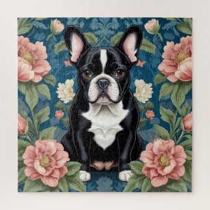 French Bulldog William Morris Inspirierte Floral Puzzle