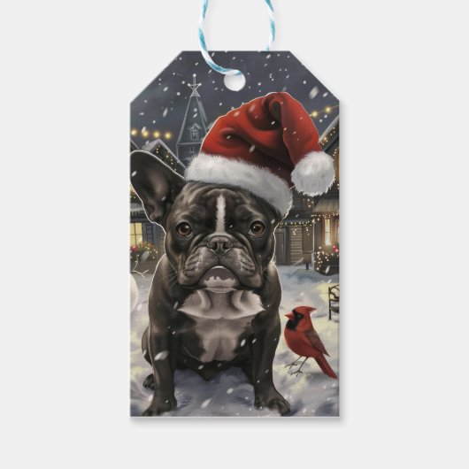 French Bulldog Winter Wonderland Christmas Joy Geschenkanhänger (Vorderseite)