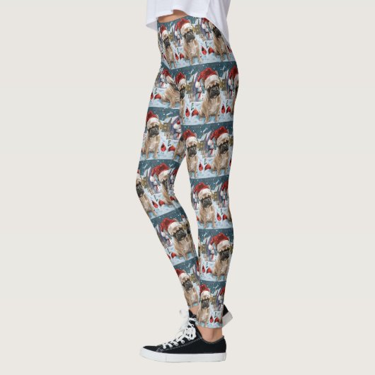 French Bulldog Winter Wonderland Christmas Joy Leggings (Links)