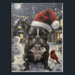 French Bulldog Winter Wonderland Christmas Joy Notizblock<br><div class="desc">Dieses festliche Design spiegelt den fröhlichen Geist der Urlaubssaison wider und besticht durch ein hübsches Jungtier mit einer Weihnachtsmannmütze. Der Hund ist eingebettet in ein winterliches Wunderland, mit einem Schneemann, einem dekorierten Weihnachtsbaum und wunderschön verpackten Geschenken. Schneeflocken fallen sanft ab und geben der Szene eine magische Touch, während die lebhaften...</div>