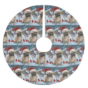 French Bulldog Winter Wonderland Christmas Joy Polyester Weihnachtsbaumdecke