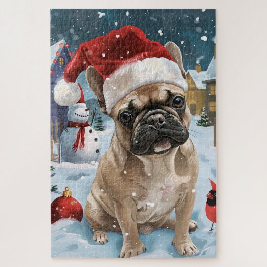 French Bulldog Winter Wonderland Christmas Joy Puzzle (Vertikal)