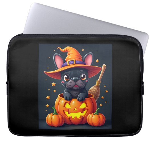 French Bulldog Witch Pumpkin Halloween Mens Womens Laptopschutzhülle (Vorderseite)