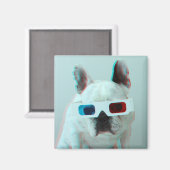 French Bulldog With 3D Glasses Magnet (Vorderseite/Rückseite)