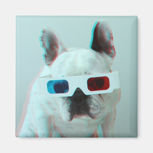 French Bulldog With 3D Glasses Magnet (Vorne)