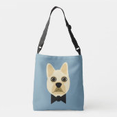 French Bulldog with bowtie blue Tragetaschen Mit Langen Trägern (Rückseite)